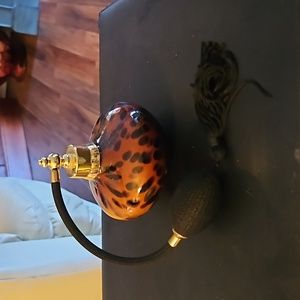 Murano art glass perfume bottle with animal print pattern